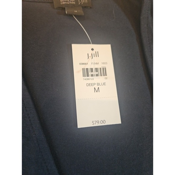 J. Jill Linen Blend Open Front Cardigan Deep Blue Size Medium - Picture 4 of 7